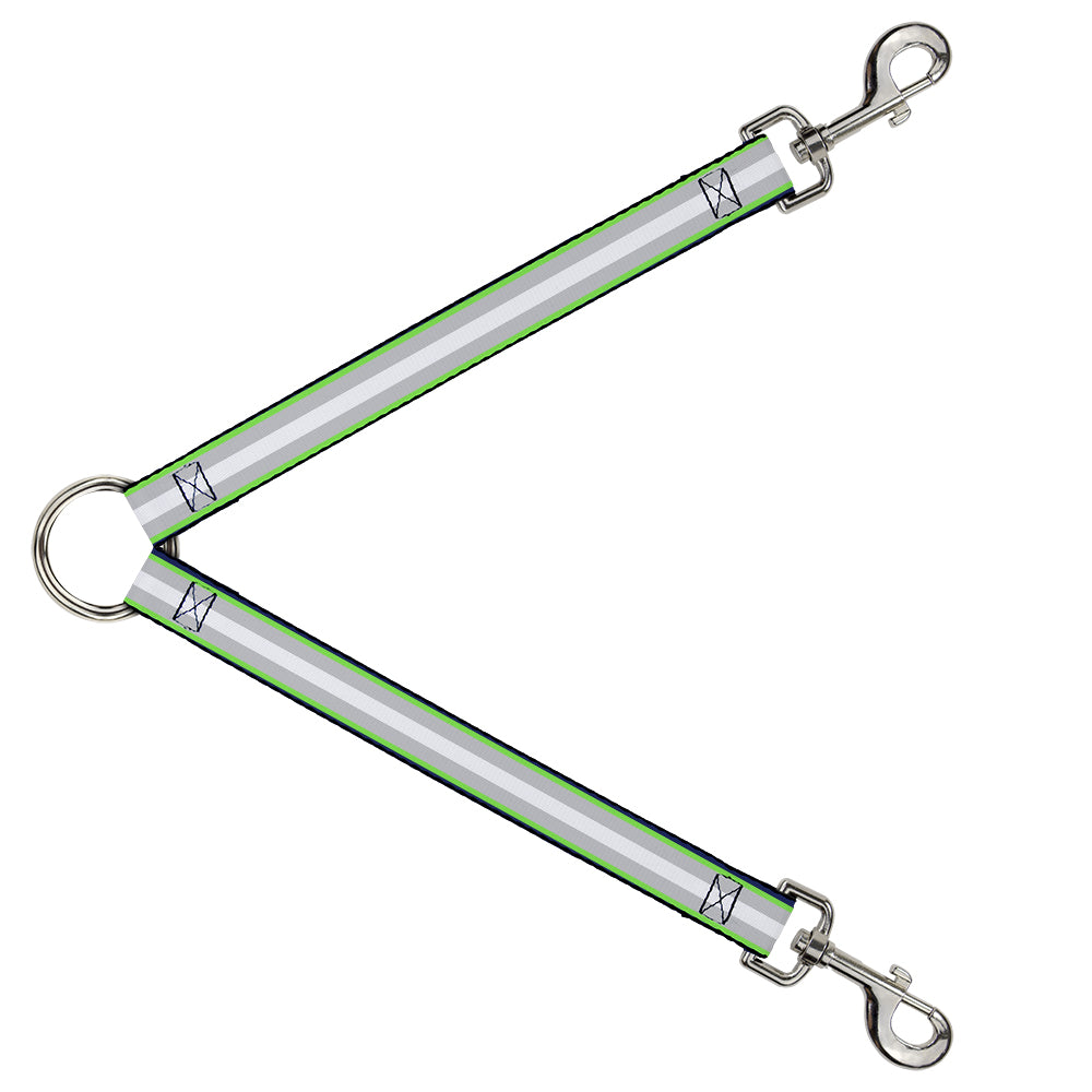 Dog Leash Splitter - Stripes Navy/Neon Green/Silver/White Dog Leash Splitters Buckle-Down   