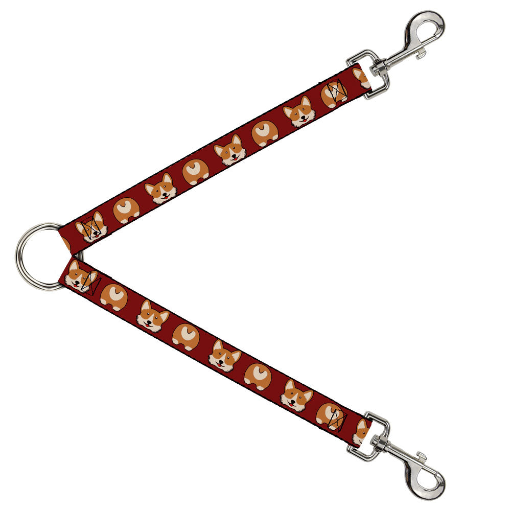Dog Leash Splitter - Corgi Face/Rump Red Dog Leash Splitters Buckle-Down   