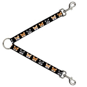 Dog Leash Splitter - Corgi 3-Faces Black Dog Leash Splitters Buckle-Down   