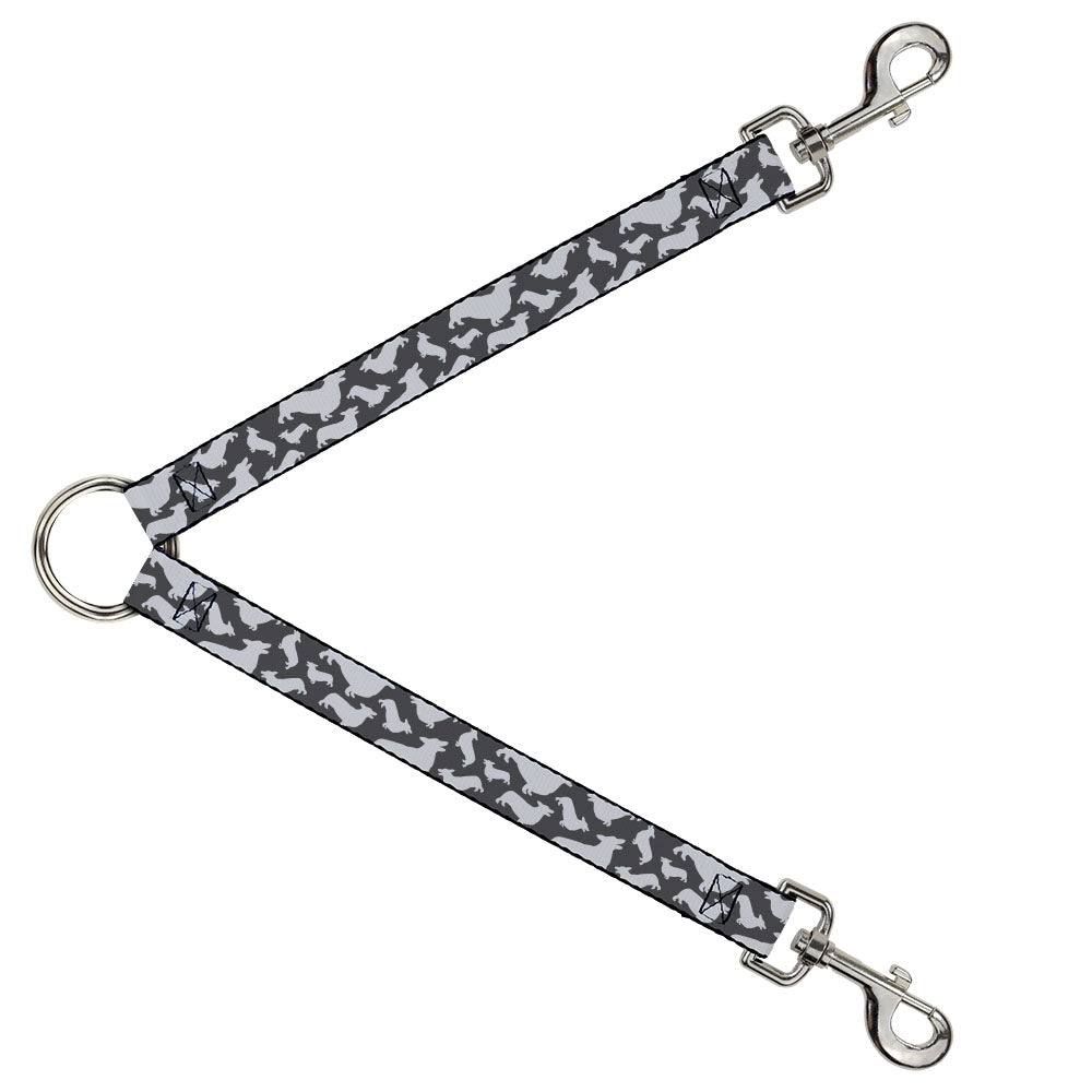 Dog Leash Splitter - Corgi Silhouette Poses Grays Dog Leash Splitters Buckle-Down   