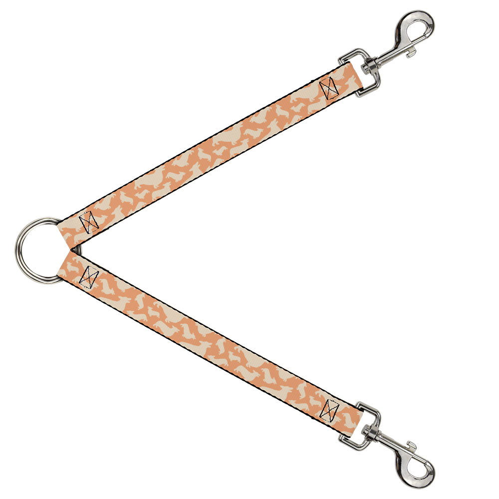 Dog Leash Splitter - Corgi Silhouette Poses Golden Tan Dog Leash Splitters Buckle-Down   