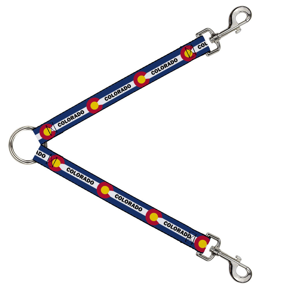 Dog Leash Splitter - COLORADO Text Flag Blue/White/Red/Yellow Dog Leash Splitters Buckle-Down   