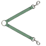 Dog Leash Splitter - Chevron  Stripe White/Neon Green/Navy Dog Leash Splitters Buckle-Down   