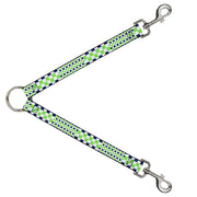 Dog Leash Splitter - Checker Blocks White/Navy/Neon Green Dog Leash Splitters Buckle-Down   