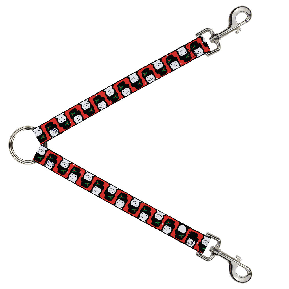 Dog Leash Splitter - Christmas Snowman Flip Red White Dog Leash Splitters Buckle-Down   