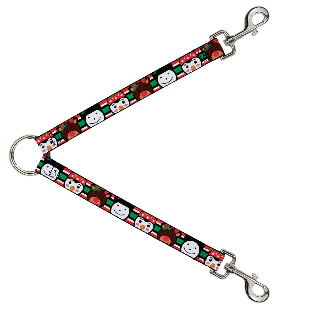 Dog Leash Splitter - Christmas Penguin Reindeer Snowman Stripe Red White Black Green Dog Leash Splitters Buckle-Down   