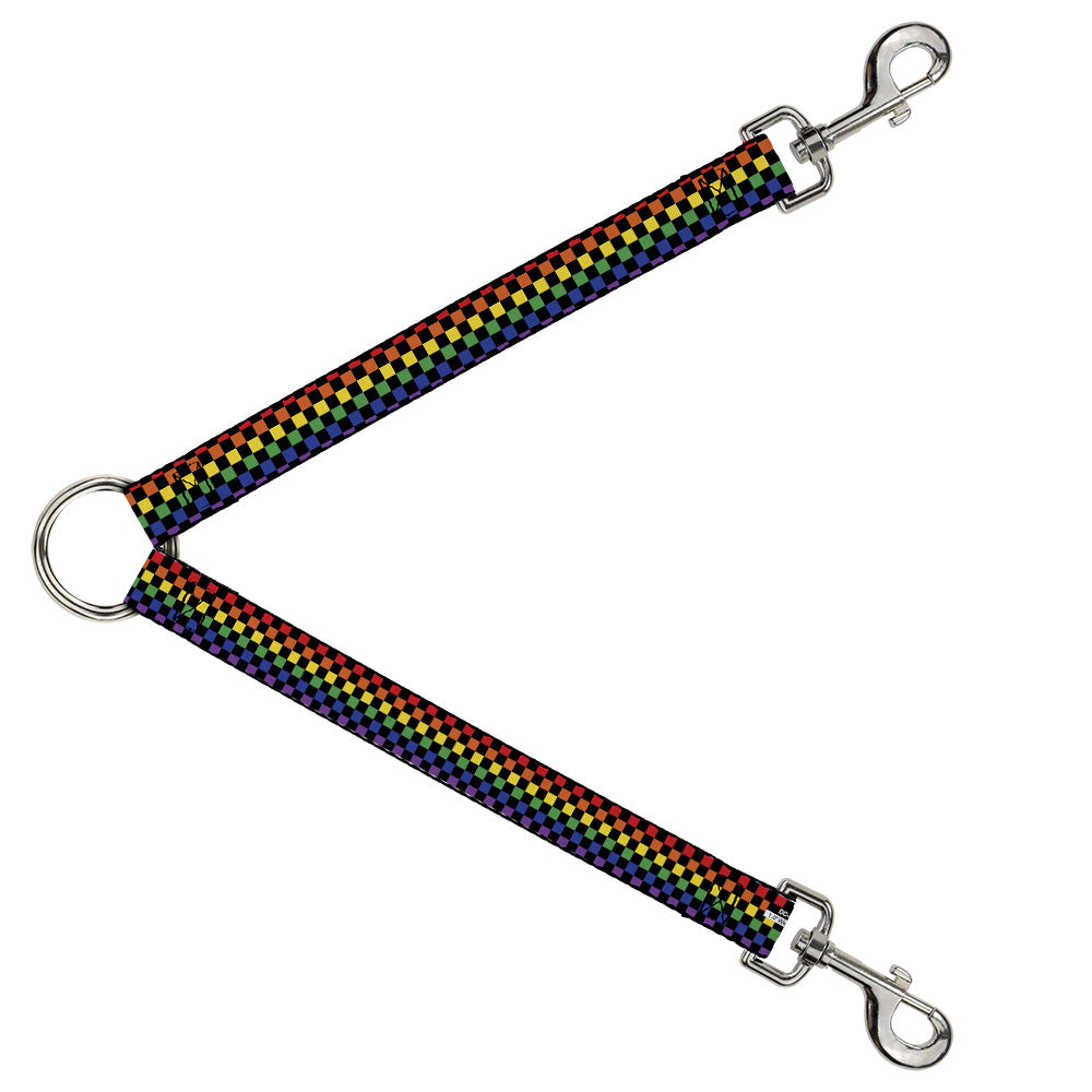 Dog Leash Splitter - Checker Black Rainbow Multi Color Dog Leash Splitters Buckle-Down   