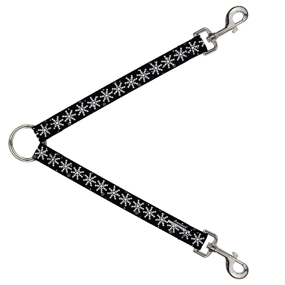 Dog Leash Splitter - Starry Snowflakes Black White Gray Dog Leash Splitters Buckle-Down   