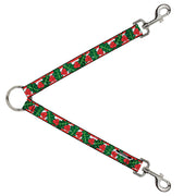 Dog Leash Splitter - Snowy Holly Stripe Reds White Greens Dog Leash Splitters Buckle-Down   