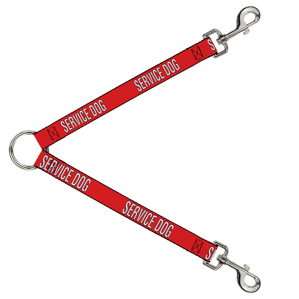 Dog Leash Splitter - SERVICE DOG Red Black White Dog Leash Splitters Buckle-Down   