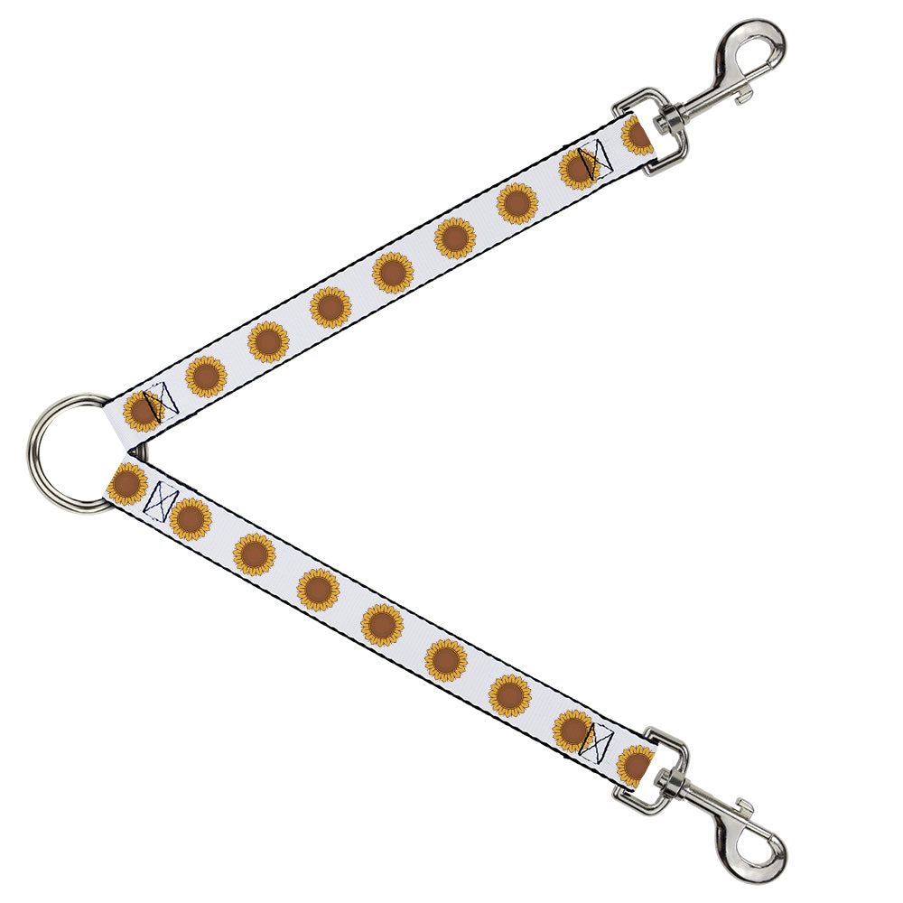 Dog Leash Splitter - Sunflower Face Repeat White Dog Leash Splitters Buckle-Down   