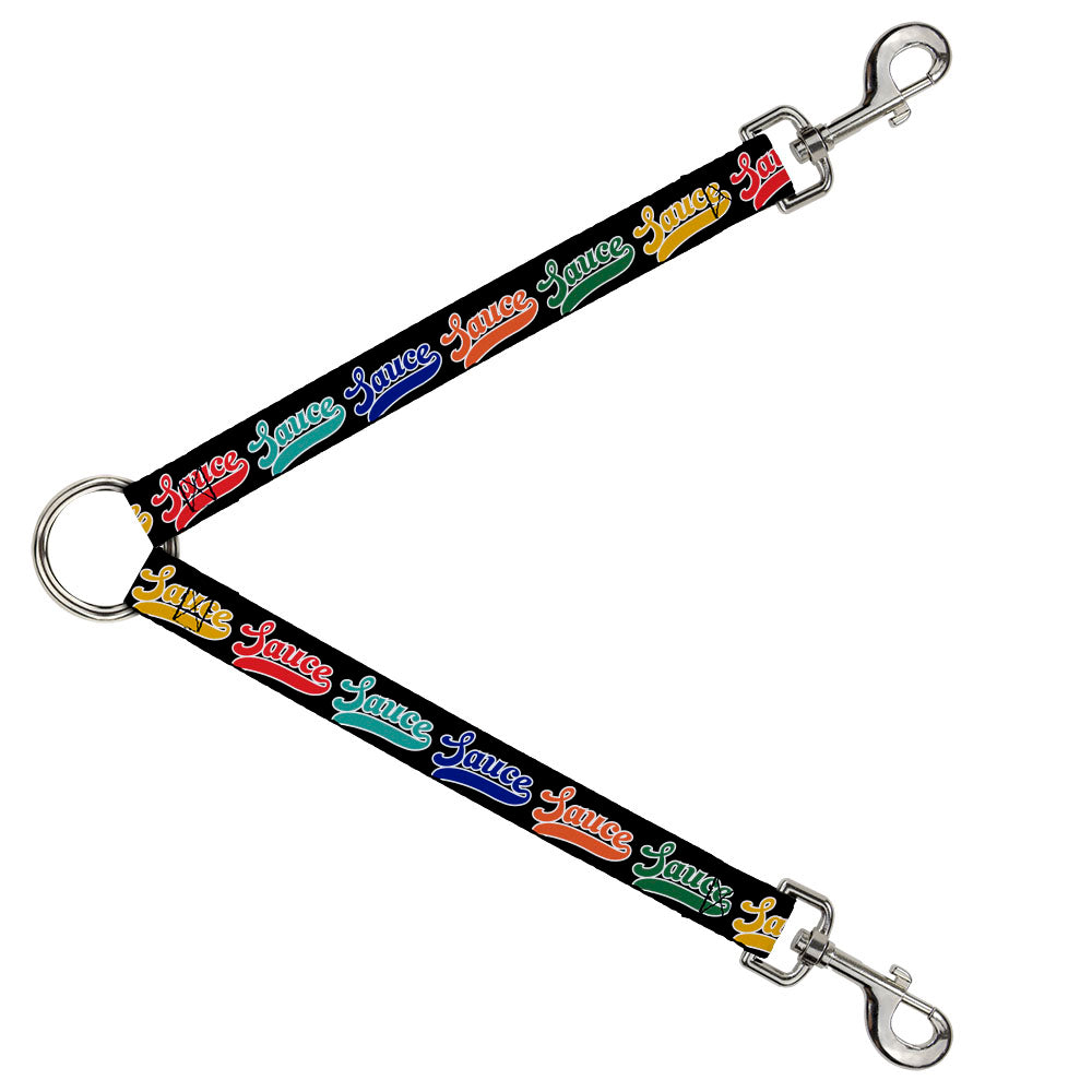 Dog Leash Splitter - SAUCE Baseball Script Black/Multi Color Dog Leash Splitters Buckle-Down   