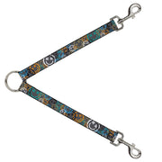 Dog Leash Splitter - Smiley Face Crossbones Stacked Gray/Multi Color Dog Leash Splitters Buckle-Down   