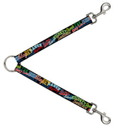 Dog Leash Splitter - Slang Verbiage Stacked Black/Multi Color Dog Leash Splitters Buckle-Down   