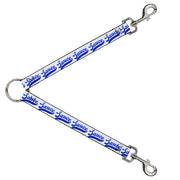 Dog Leash Splitter - SAUCE Baseball Script White/Blue Dog Leash Splitters Buckle-Down   