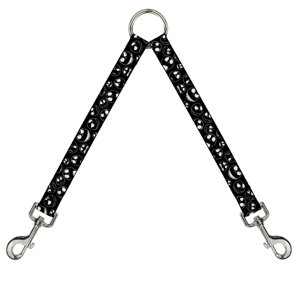 Dog Leash Splitter - Jack Outline Expressions Scattered Black/White Dog Leash Splitters Disney   