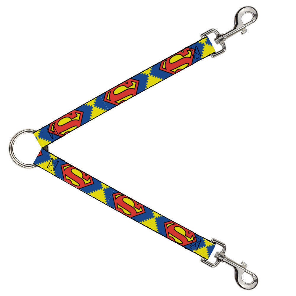 Dog Leash Splitter - Jagged Superman Shield CLOSE-UP Yellow/Blue/Red Dog Leash Splitters DC Comics   