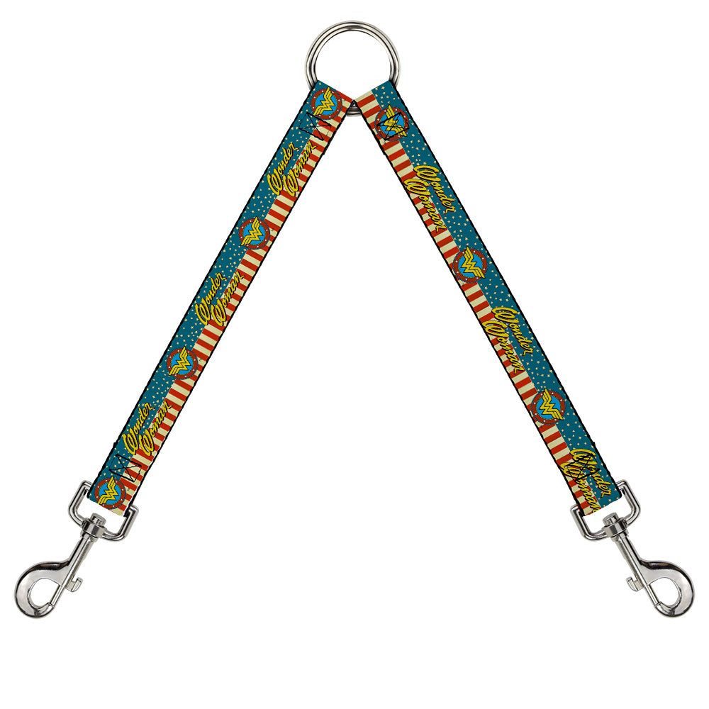 Dog Leash Splitter - WONDER WOMAN/Logo Americana Red/White/Blue/Yellow Dog Leash Splitters DC Comics   