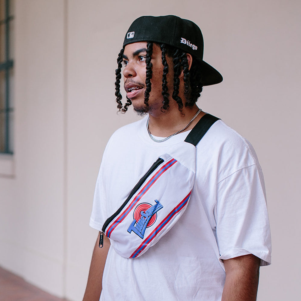 Fanny Pack - Space Jam TUNE SQUAD Logo Stripe White Red Blue Fanny Packs Looney Tunes   