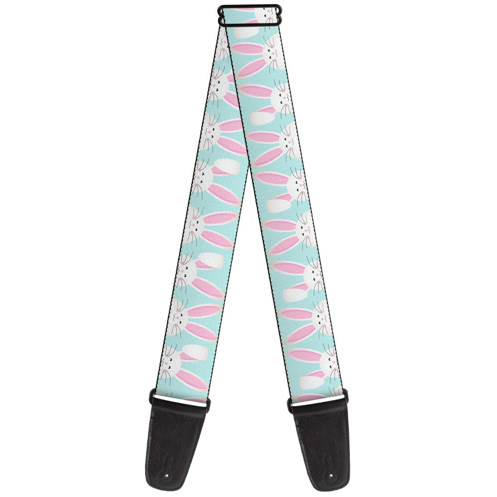 Guitar Strap - Easter Bunnies Smiling Sky Blue Guitar Straps Buckle-Down   
