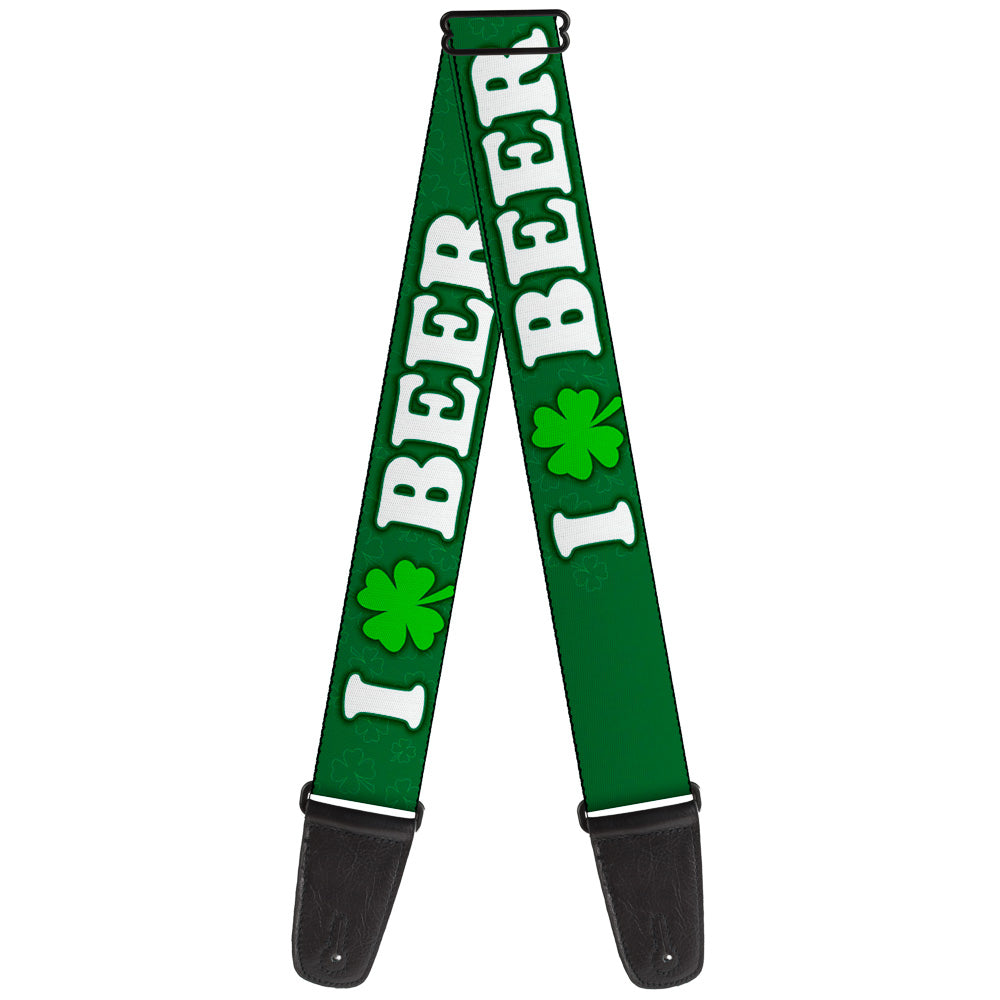 Guitar Strap - I "Clover" BEER/Clover Outlines Greens/White Guitar Straps Buckle-Down   