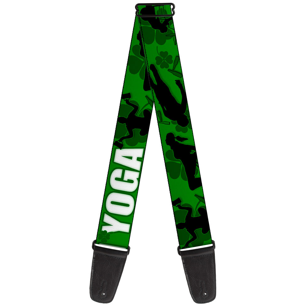 Guitar Strap - IRISH YOGA Poses/Clovers Greens/Black/White Guitar Straps Buckle-Down   