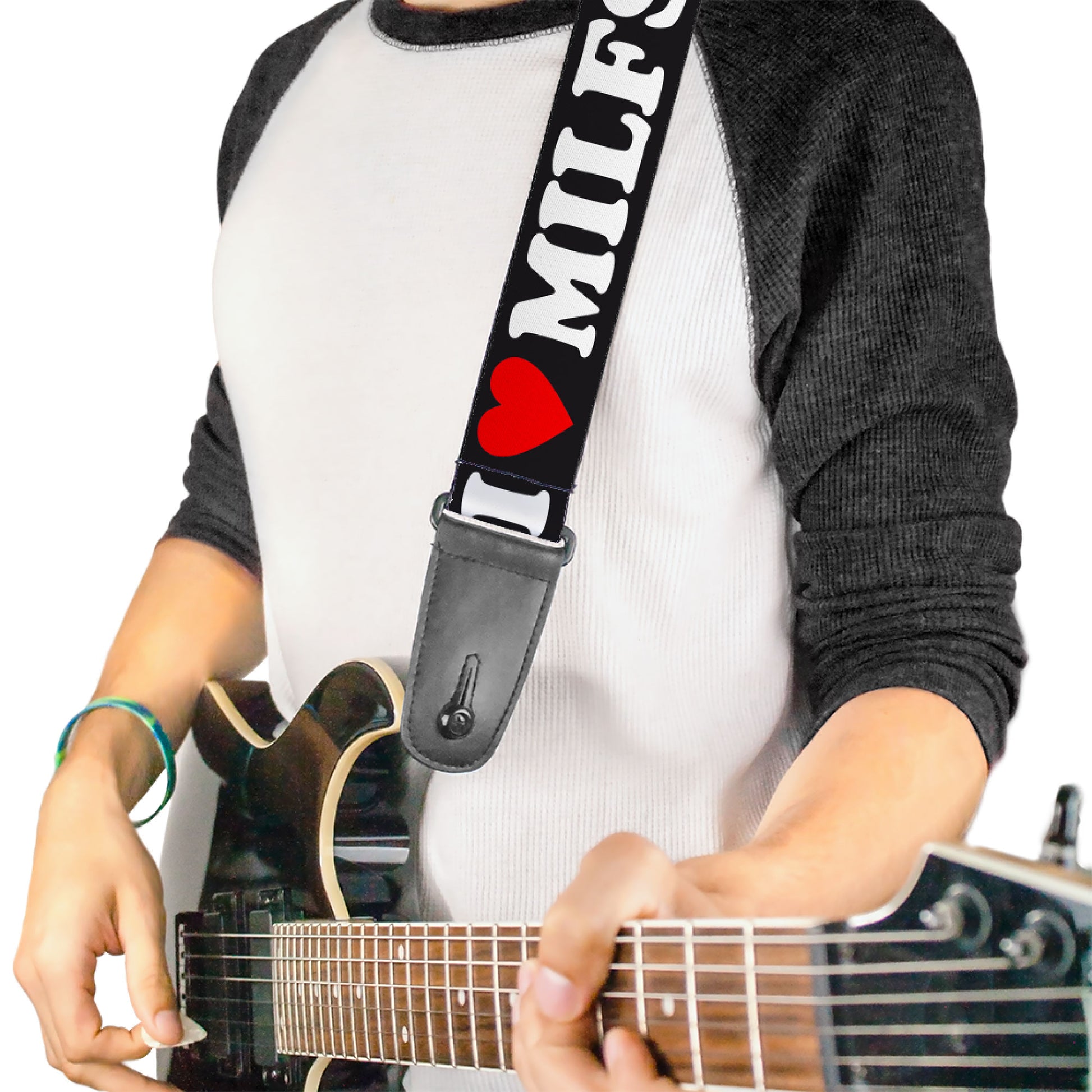 Guitar Strap - I "HEART" MILFS Black/White/Red Guitar Straps Buckle-Down   