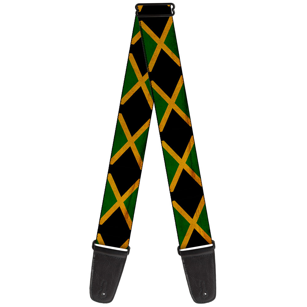 Guitar Strap - Jamaica Flags Vintage Black Guitar Straps Buckle-Down   