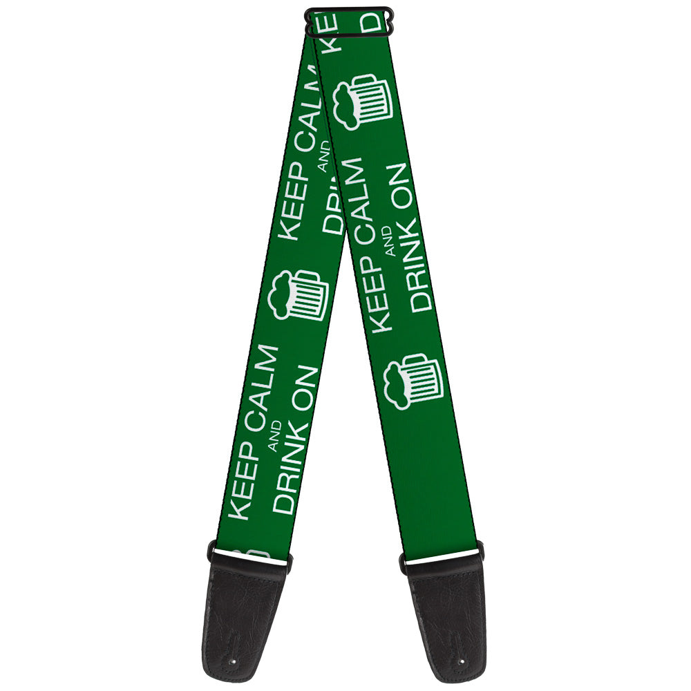 Guitar Strap - KEEP CALM AND DRINK ON/Beer Green/White Guitar Straps Buckle-Down   