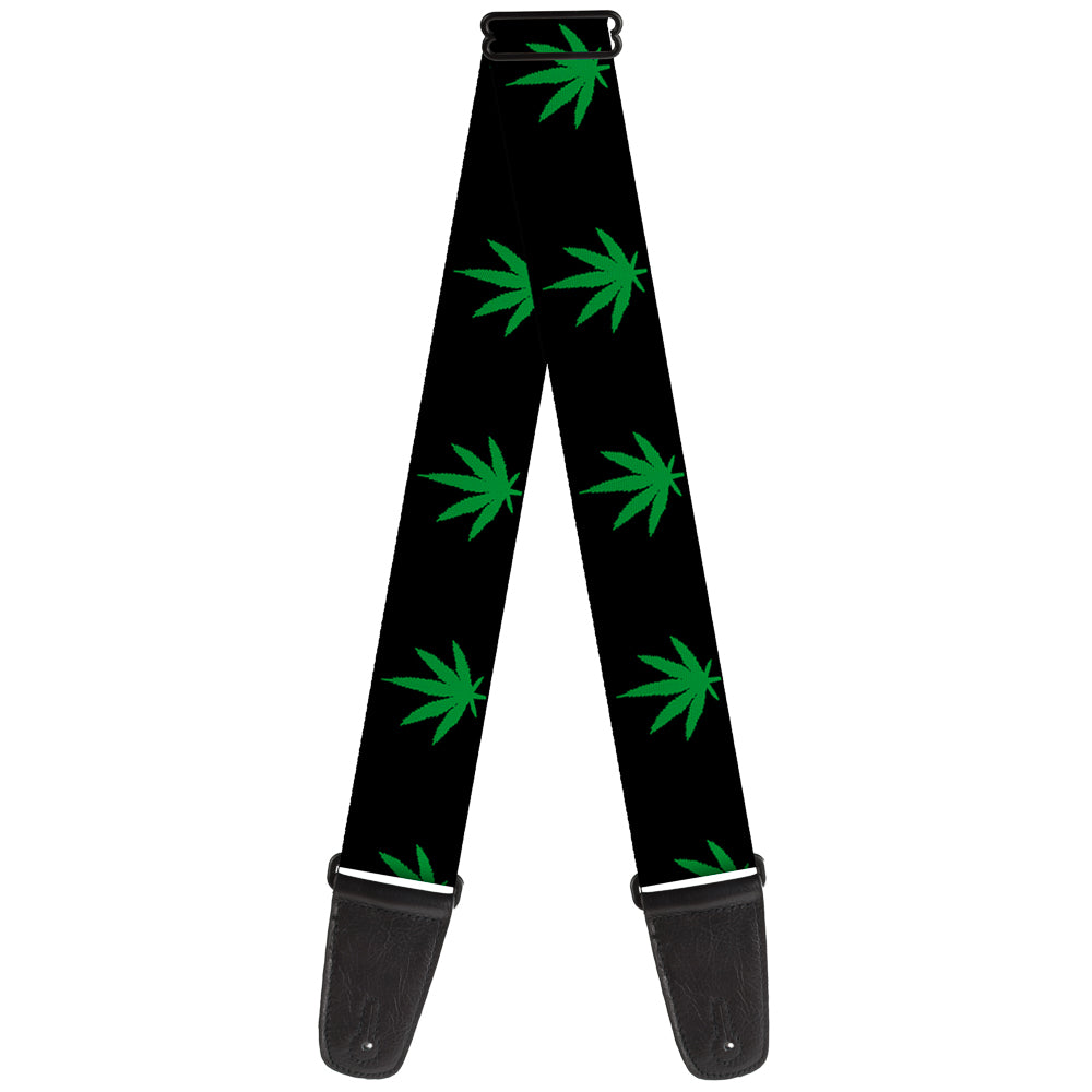 Guitar Strap - Marijuana Leaf Repeat Black/Green Guitar Straps Buckle-Down   