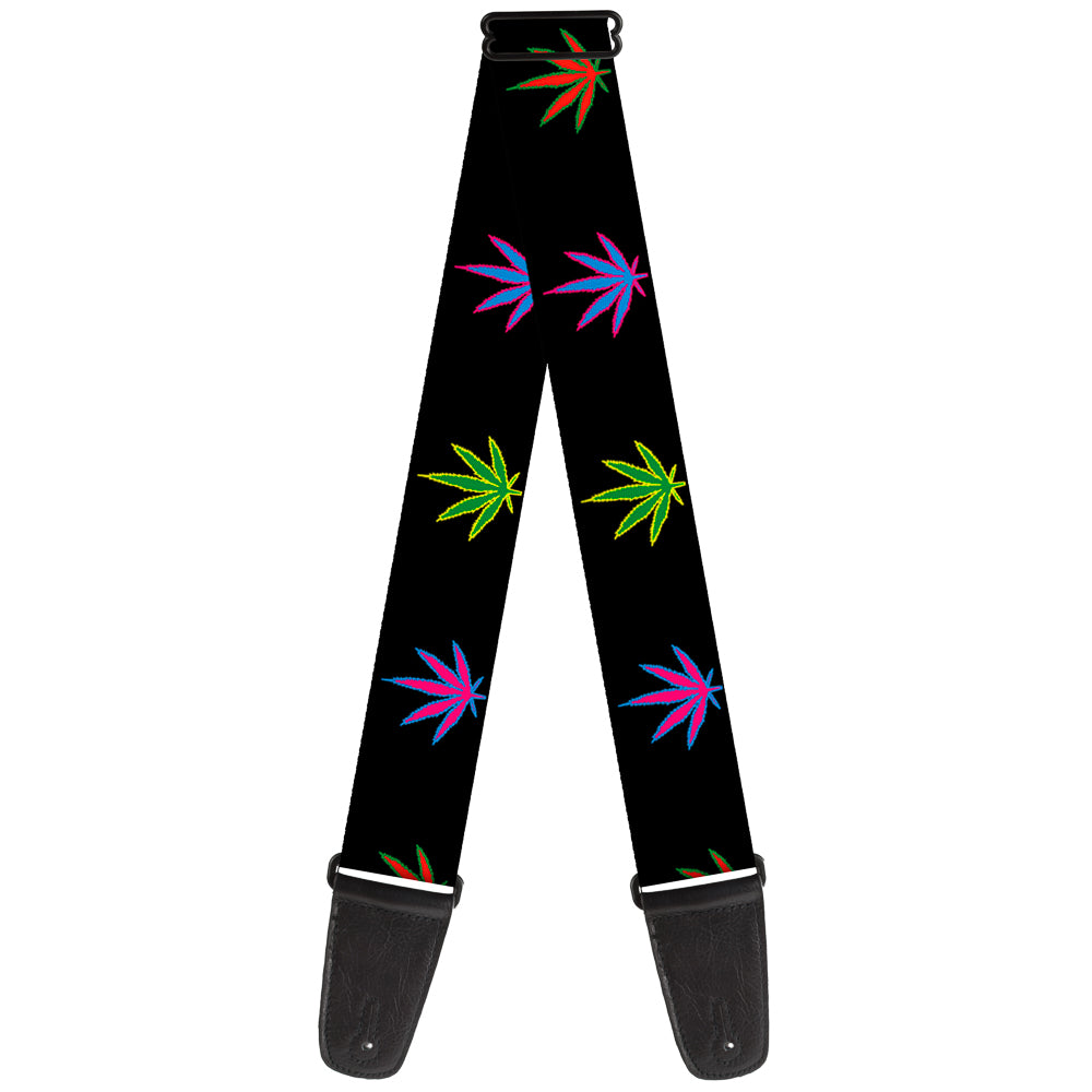 Guitar Strap - Marijuana Leaf Repeat Black/Multi Color Guitar Straps Buckle-Down   
