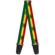 Guitar Strap - Marijuana Leaf Repeat Rasta Guitar Straps Buckle-Down   