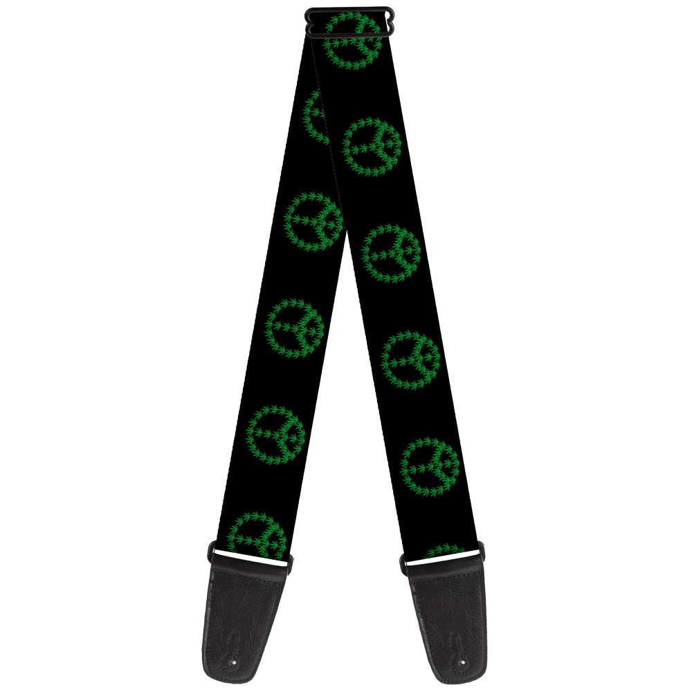 Guitar Strap - Marijuana Peace Repeat Black/Green Guitar Straps Buckle-Down   