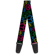 Guitar Strap - Multi Marijuana Peace Black/Multi Color Guitar Straps Buckle-Down   