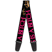 Guitar Strap - ONE OF US IS A BITCH Crown/Paws Black/Gray/Pink Guitar Straps Buckle-Down   