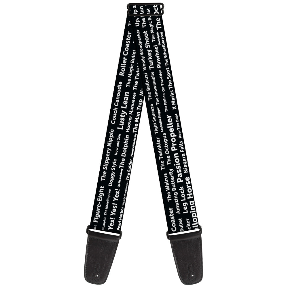 Guitar Strap - Verbiage Sex Positions Black/White Guitar Straps Buckle-Down   