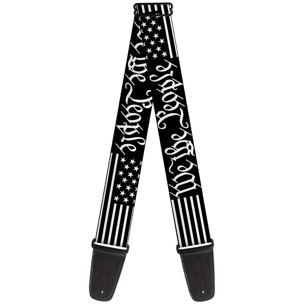 Guitar Strap - Americana Flag/WE THE PEOPLE Black/White Guitar Straps Buckle-Down   