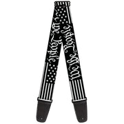 Guitar Strap - Americana Flag/WE THE PEOPLE Black/White Guitar Straps Buckle-Down   