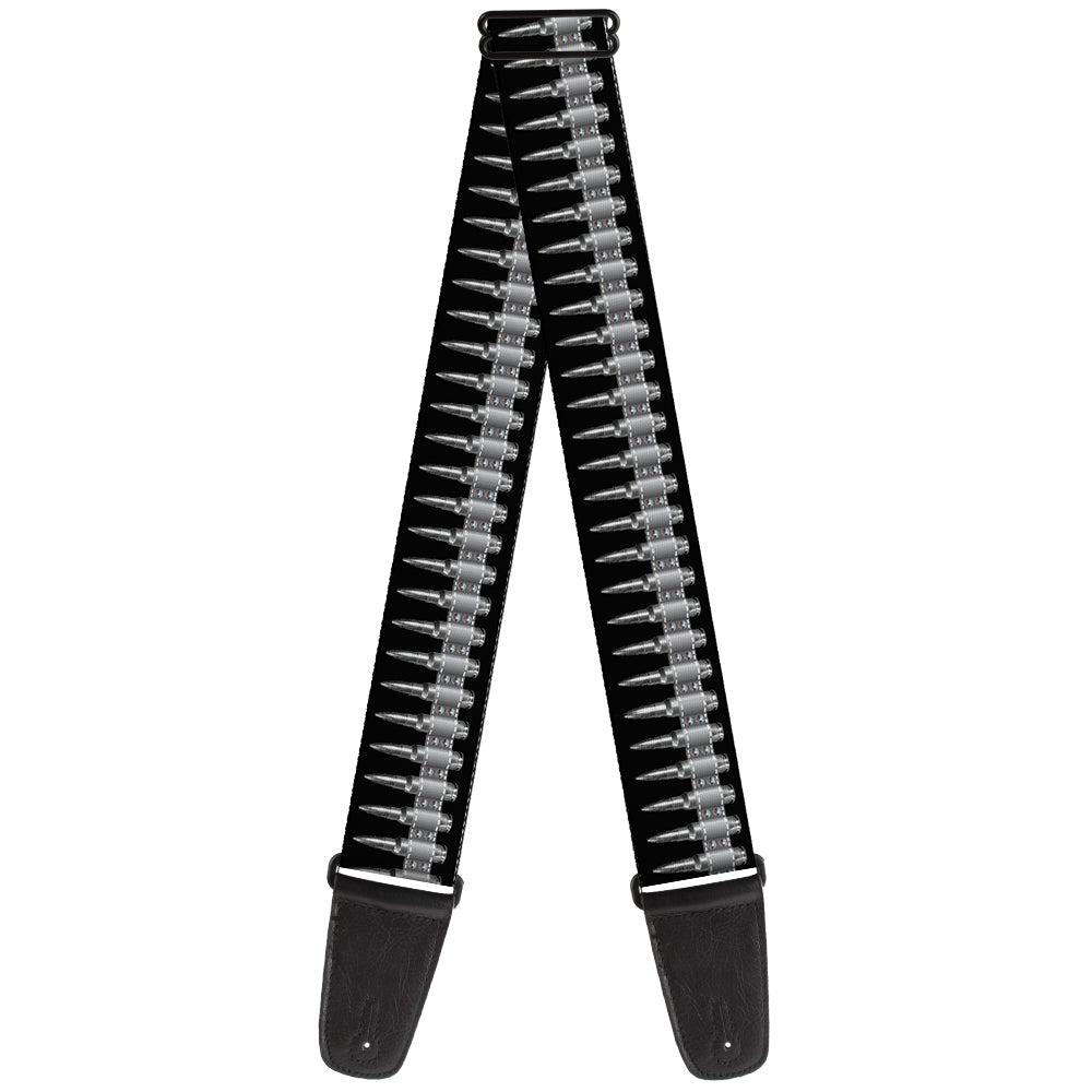 Guitar Strap - Printed Bullets Pattern Black Gray Guitar Straps Buckle-Down   