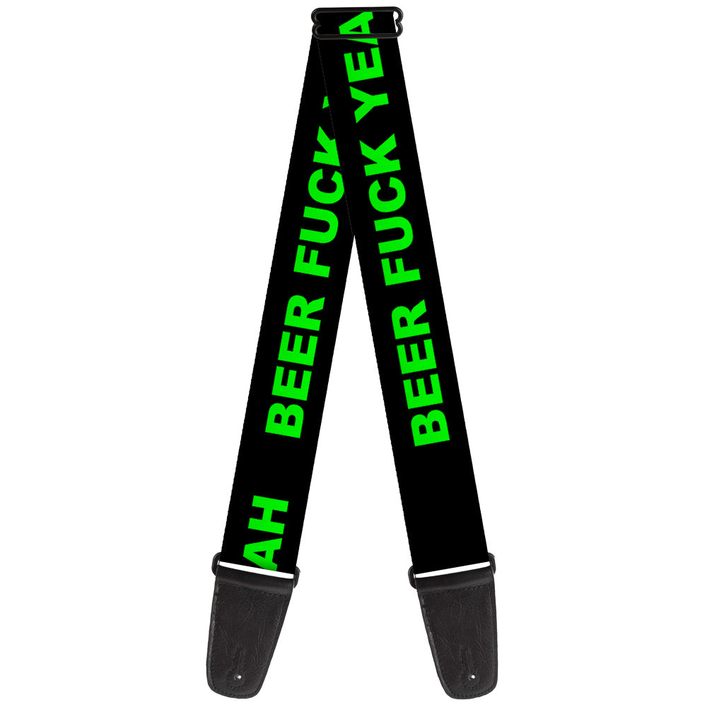 Guitar Strap - BEER FUCK YEAH Black/Neon Green Guitar Straps Buckle-Down   