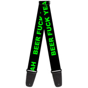 Guitar Strap - BEER FUCK YEAH Black/Neon Green Guitar Straps Buckle-Down   