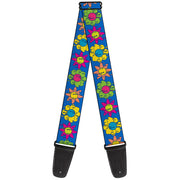 Guitar Strap - Funky Flower Drip Blue/Multi Color Guitar Straps Buckle-Down   