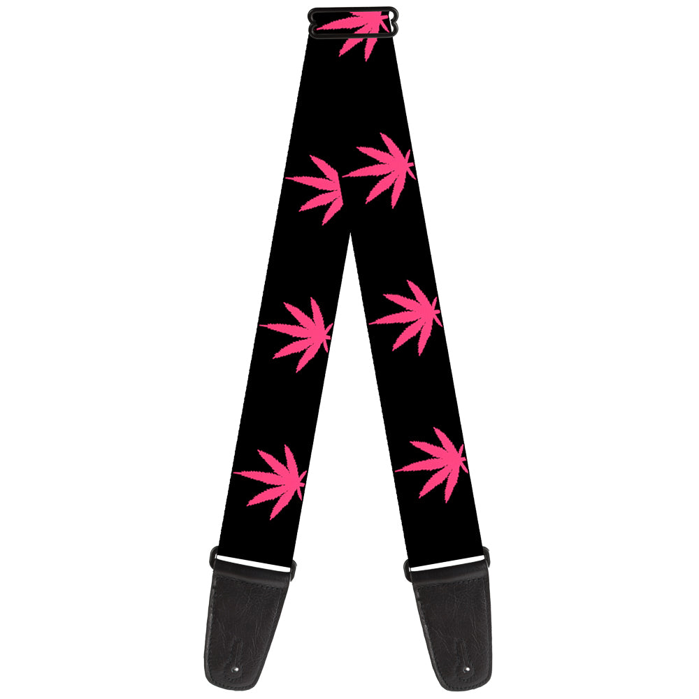 Guitar Strap - Marijuana Leaf Repeat Black/Pink Guitar Straps Buckle-Down   