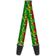 Guitar Strap - Marijuana Nugs/Leaves Cartoon Rasta/Black Guitar Straps Buckle-Down   