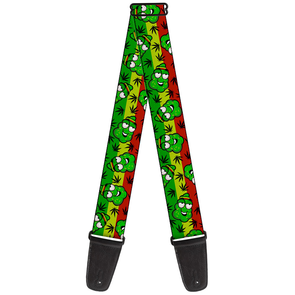 Guitar Strap - Marijuana Nugs/Leaves Cartoon Rasta/Black Guitar Straps Buckle-Down   