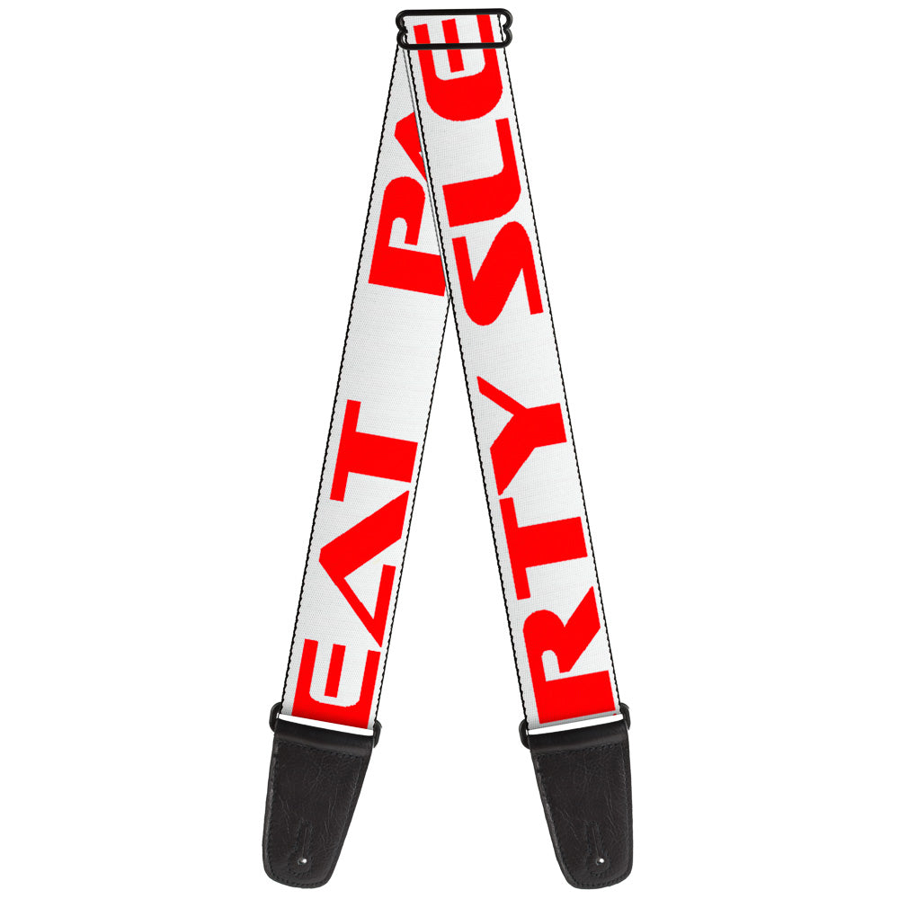 Guitar Strap - PARTY-SLEEP-REPEAT White/Red Guitar Straps Buckle-Down   