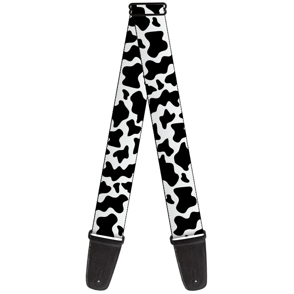 Guitar Strap - Cow Pattern Print White/Black Guitar Straps Buckle-Down   
