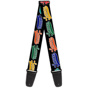 Guitar Strap - SAUCE Baseball Script Black/Multi Color Guitar Straps Buckle-Down   