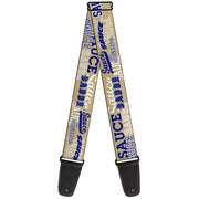Guitar Strap - SAUCE Typography Collage Tan/White/Blue Guitar Straps Buckle-Down   