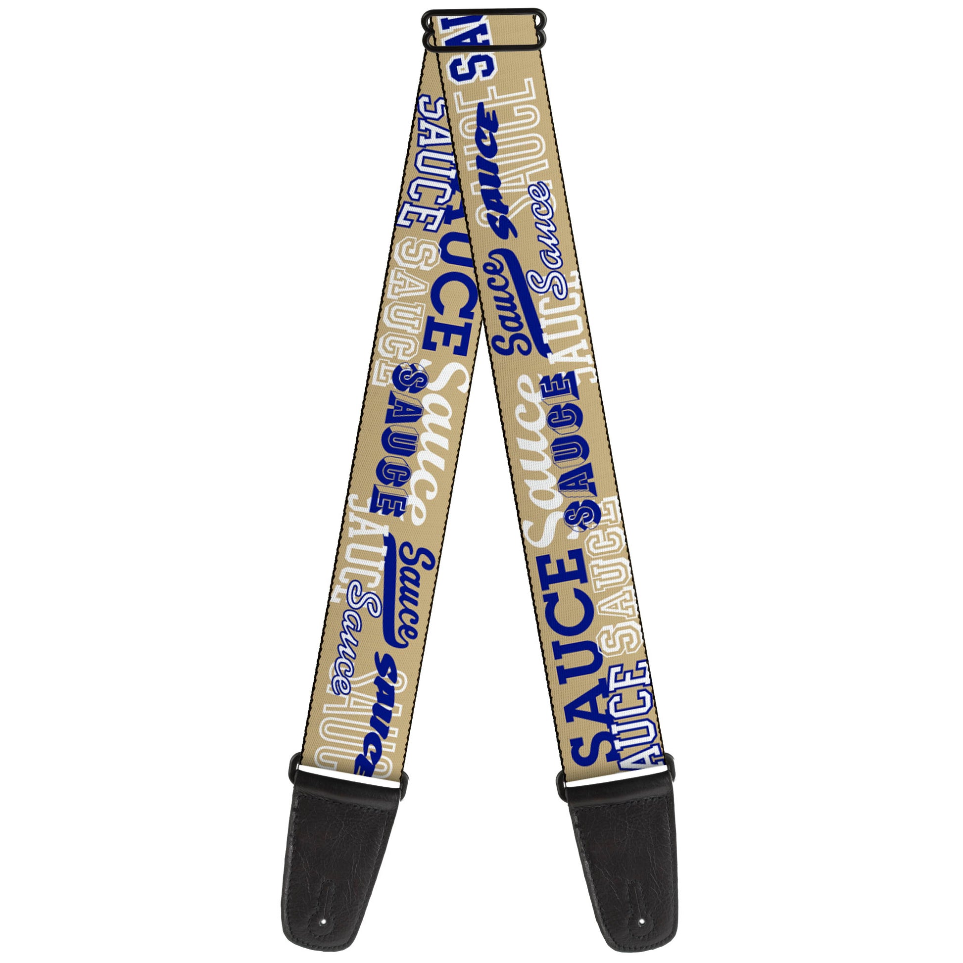 Guitar Strap - SAUCE Typography Collage Tan/White/Blue Guitar Straps Buckle-Down   